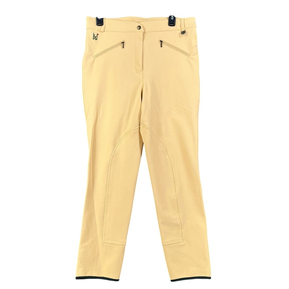 Horseware Ireland HV Polo Breeches Women 32 Tan Knee Patch Zip Pocket Equestrian